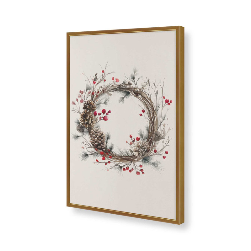 Reproduction d'art couronne de Winterberry, 12 po x 16 po, Or poli
