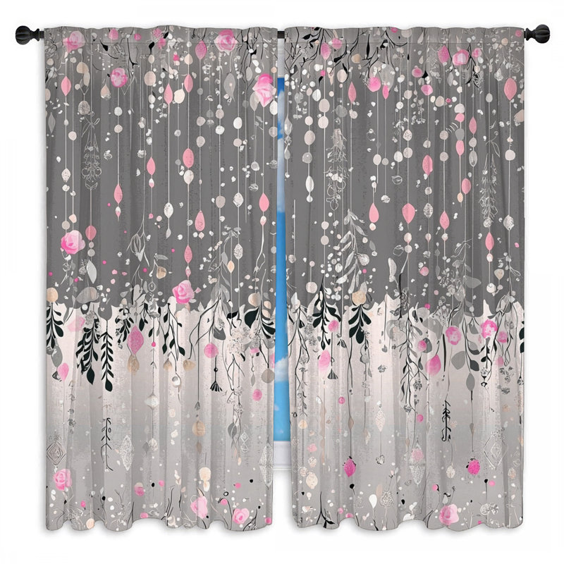 Floral Pattern Window Curtains Floral Sheer & Room Darkening - 2 Panels, 40in x 60in - 2 panels, Sheer