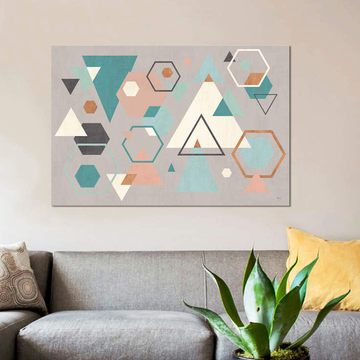 « abstract geo i gray », impression sur toile, H 12 po x l 18 po x P 1,5 po, Pas de tapis, Toile tendue