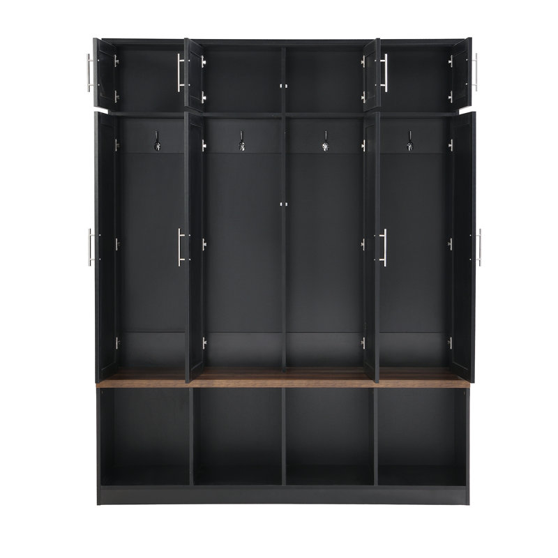 On-Trend Versatile Hall Tree With 4 Hanging Hooks, Black