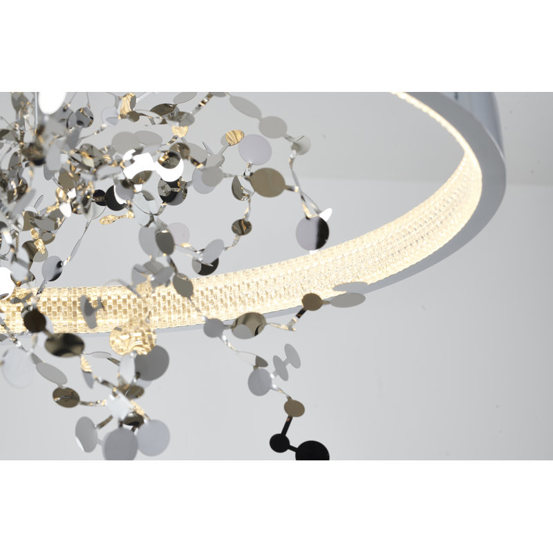 Modern LED Round Confetti Chandelier, Chrome, No