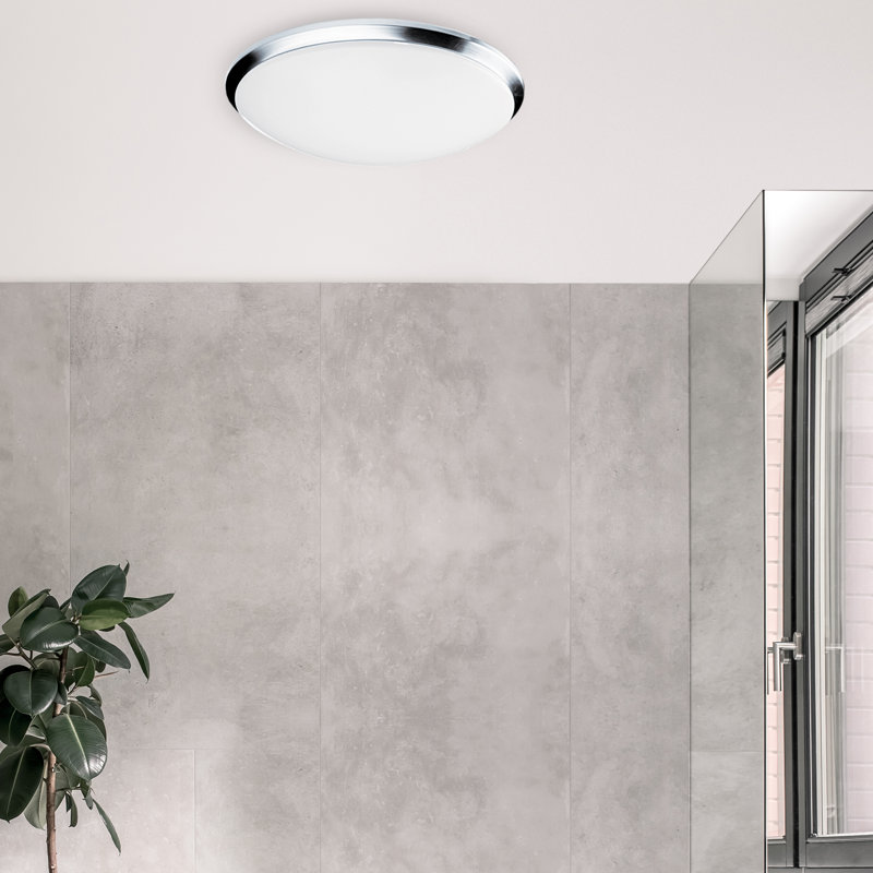 Plafonnier encastré simple à 1 lumière DEL Metinaro, Chrome poli, H 3 po x l 15 po x P 15 po