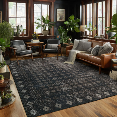 Tapis gris anthracite / noir Modern Bohemian