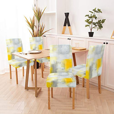 Housses de chaise parsons extensibles et lavables, housses de siège de salle à manger, ensemble de 4 (abstrait)