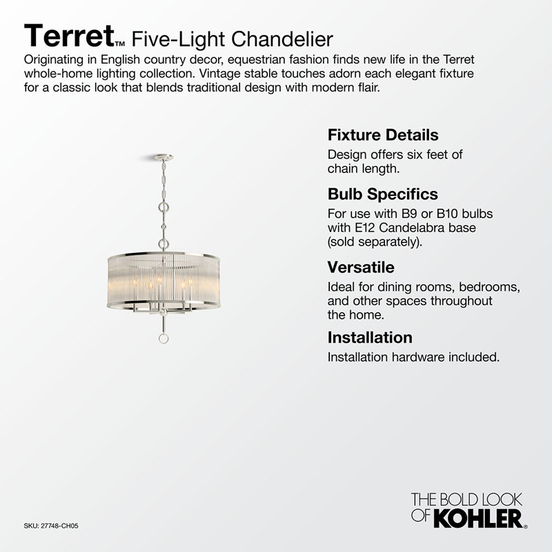 Terret™ 29" 5 - Light Chandelier, Vibrant Brushed Bronze