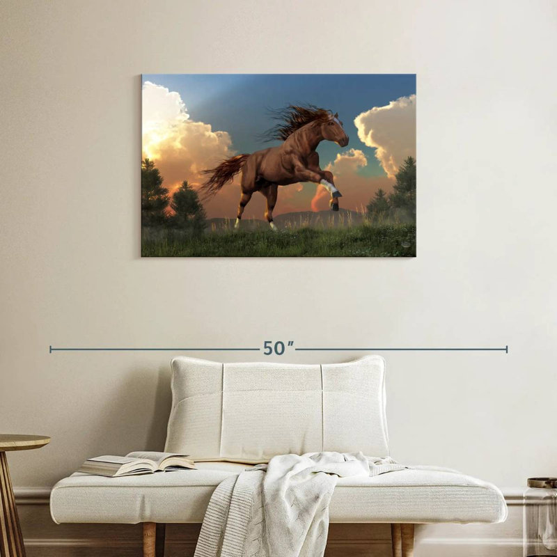 Cheval qui court librement, H 24 po x l 36 po