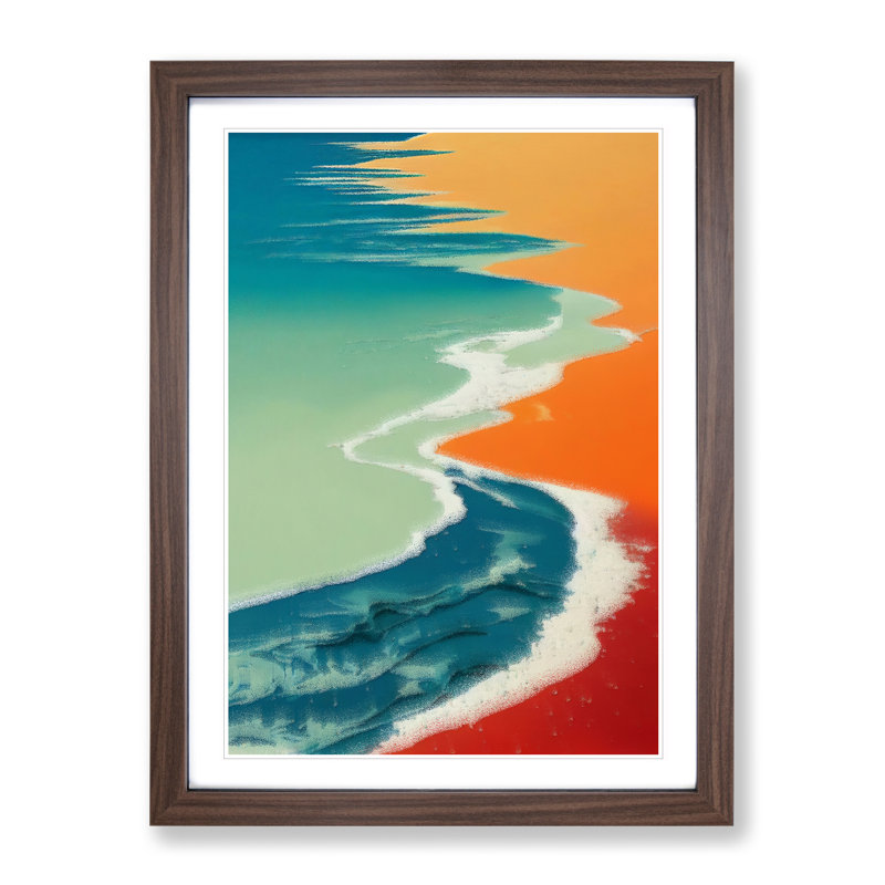 Beach Flames - Single Picture Frame Print, 64cm H x 46cm W x 2cm D, Walnut Framed