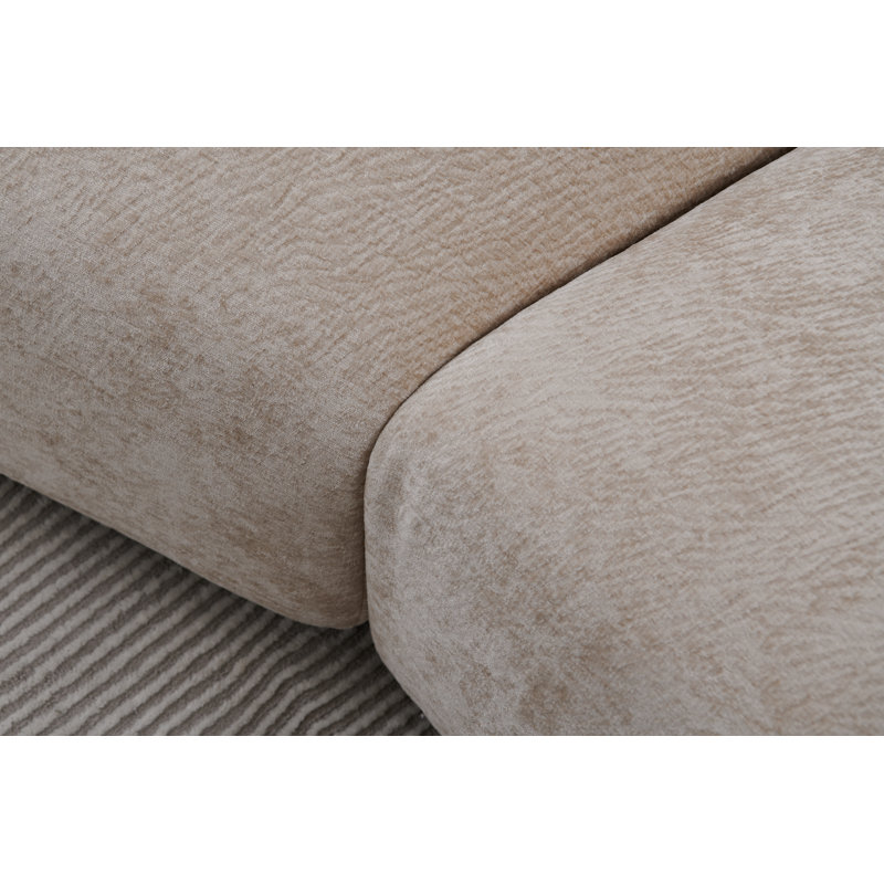 Edar 150'' Adjustable Back And Arm Reversible Sectional, Beige Chenille