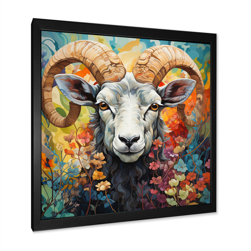 Colourful Sheep Chromatic Harmony - Animals Canvas Prints, H 16 po x l 16 po x P 1 po, Cadre simple noir
