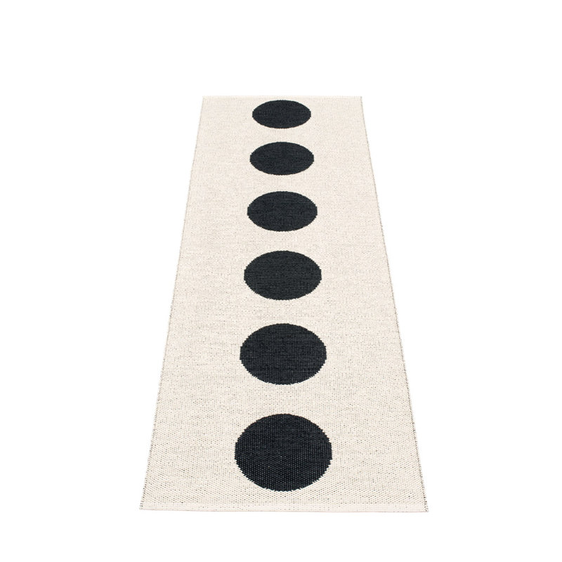 Vera Polka Dots Area Rug in Black/Off-White, Runner 2'3" x 7'6", Black/Off-White