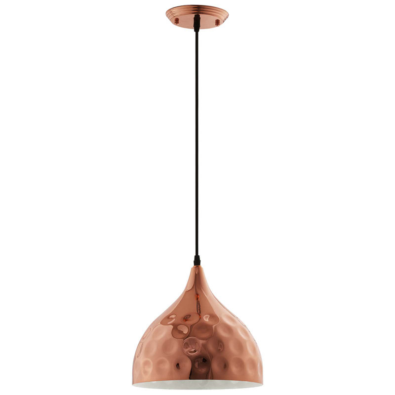 Dimple Half-Sphere Rose Gold Pendant Light, 10" H x 11" W x 11" D