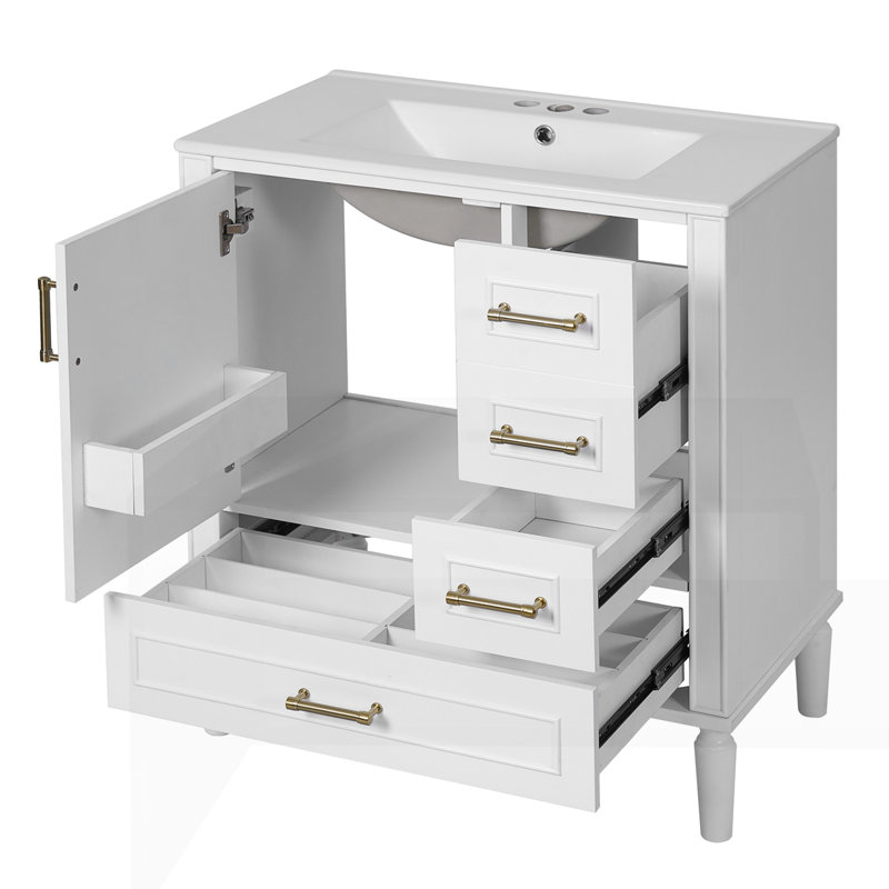Meuble-lavabo 30 po avec lavabo en céramique, Blanc