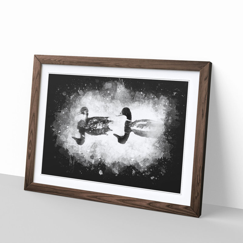 Mallard Ducks - Picture Frame Painting Print, 24cm H x 33cm W x 2cm D, Walnut Framed