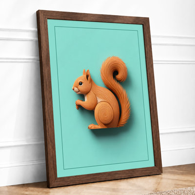 Wooden Squirrel Rustic - Framed Print
