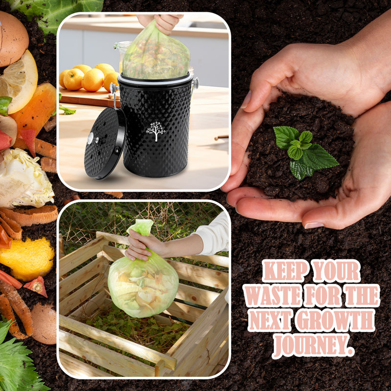 Countertop Compost Bin Kitchen,odourless Indoor Compost Bin With Lid And Compost Bags,compost Bucket Composter Container For Food Waste