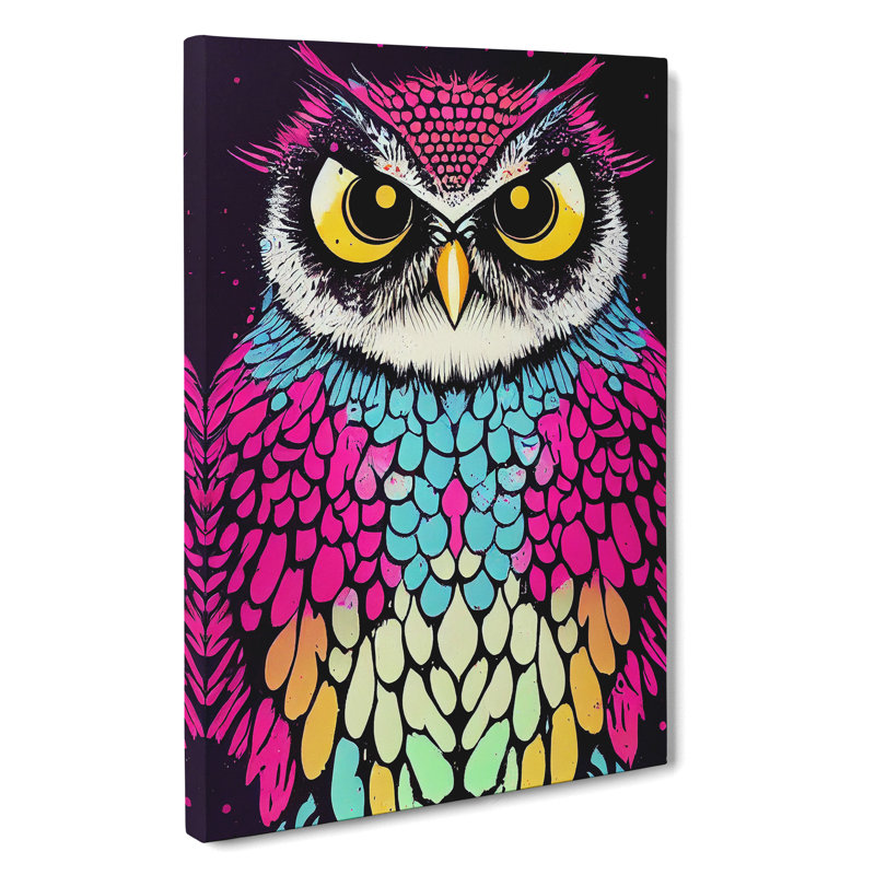 Owl In Paint No.4 - Wrapped Canvas, 76cm H x 50cm W x 3cm D