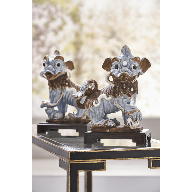 2 Piece Chinese Dogs Figurine Set