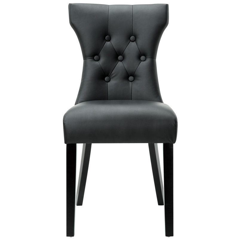 19.5'' H Tufted Upholstered Stacking Dining Chair, Black