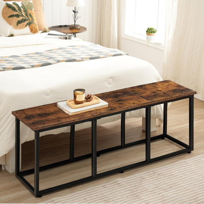 Banc de salle à manger, banc de table de salle à manger de 47,2 pouces, banc de cuisine de style industriel, structure en acier, facile à assembler, pour la cuisine, la salle à manger, brun rustique et noir BF45CD01