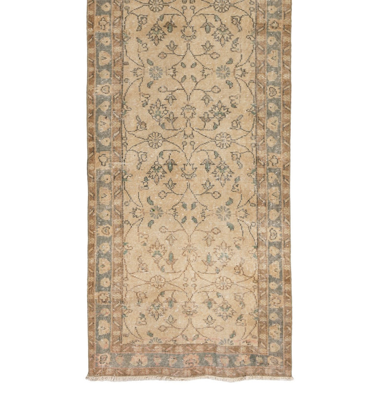 Tapis de couloir rétro fait à la main avec motif floral Anatolian