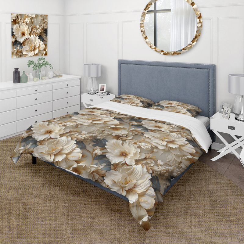 Ensemble de housse de couette Ethereal Rococo Flourish Victorian, Housse de couette pour très grand lit et 2 très