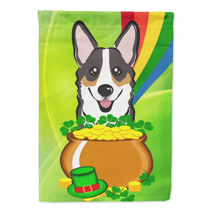 Drapeau de jardin Arella St. Patrick's, Corgi (gris)