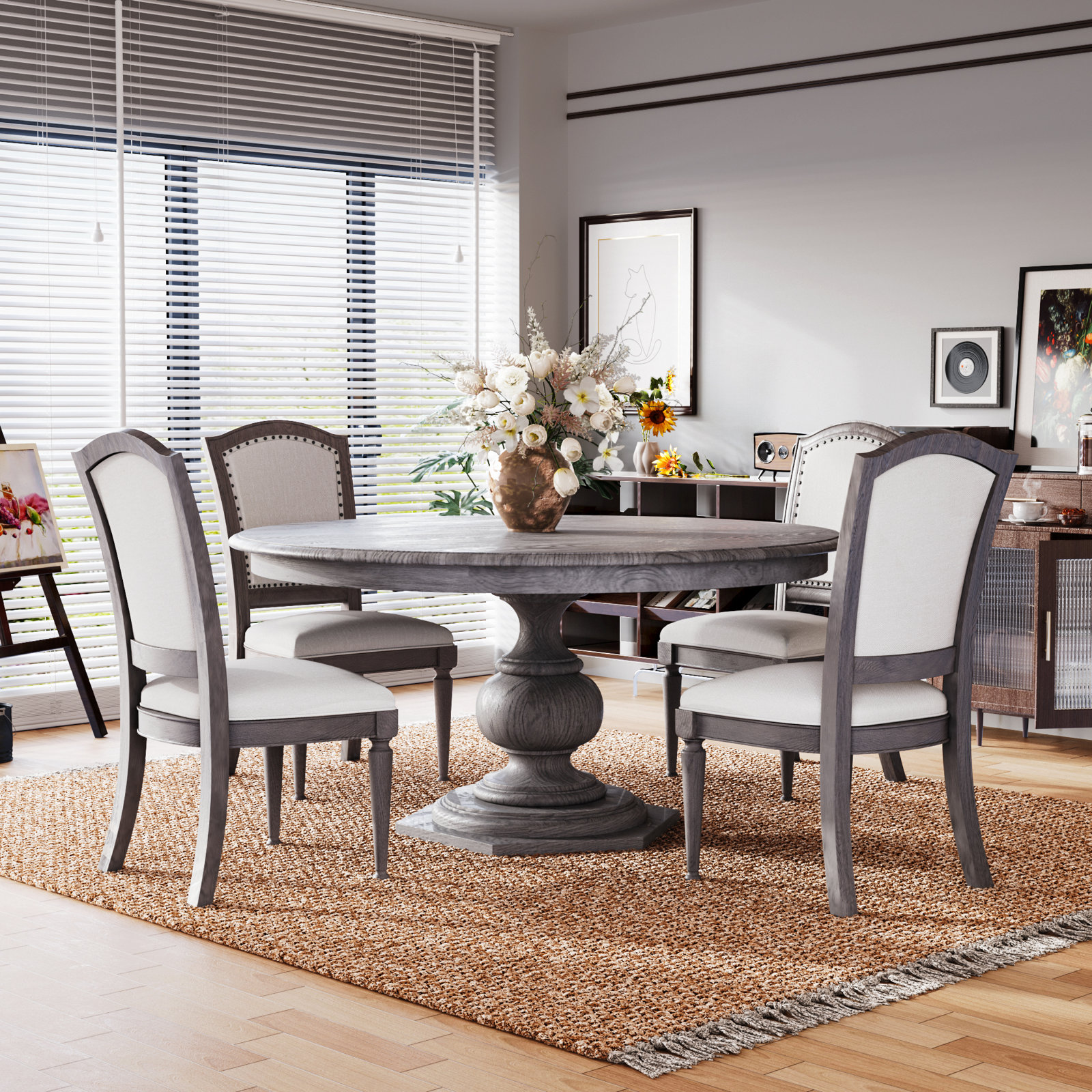 Moore 60'' Round Dining Table, Gray