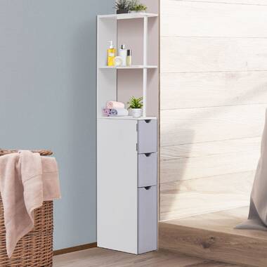 HOMCOM Tall Bathroom Storage Cabinet Freestanding Linen Tower with