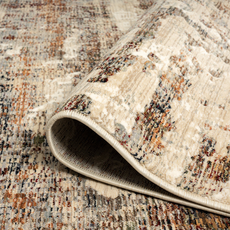 Rehedul Abstract Area Rug in Beige, Runner 2'3" x 7'8"