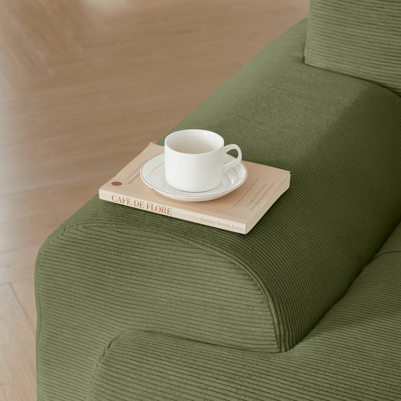 Canapé modulaire moderne en L pour salon, Velours côtelé vert