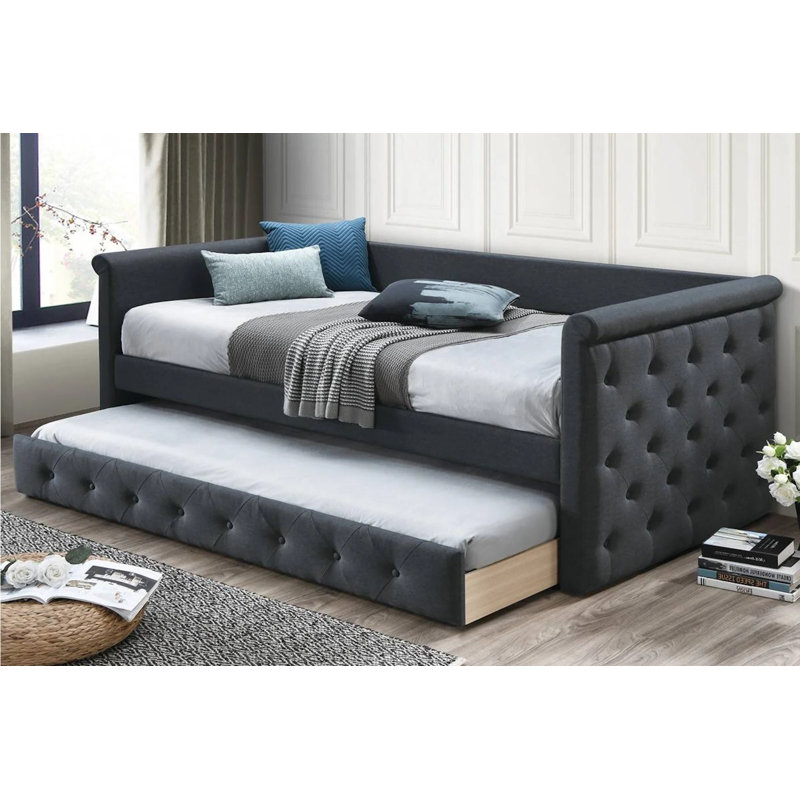 Lit de jour simple avec couchette Billie, Gris foncé