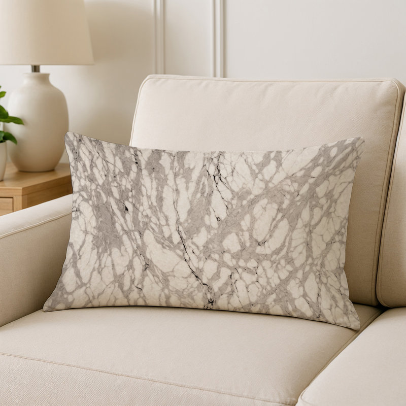 Coussin décoratif intérieur et extérieur Modern, Gris abstrait 221, Rectangle H 14 po x l 20 po