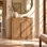 Buffet avec portes et tablette en bois, brun clair