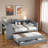 Wood Daybed With Trundle, Storage Drawers, Side Shelves And Desk-131898403-131898401