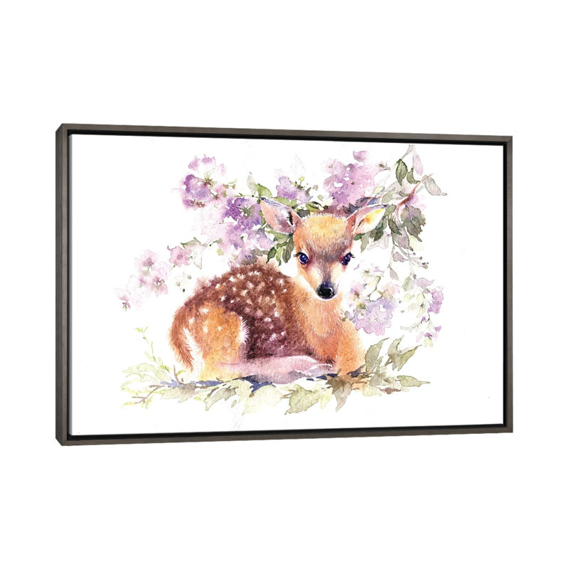 Fauve en fleurs par Marina Ignatova - reproduction, H 40 po x l 60 po x 1,5 po, Toile encadrée de bois rustique foncé