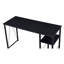 Bureau rectangulaire, tablette à 2 niveaux, structure en métal noir, hauteur 71 cm, profondeur de l'étagère 23 cm, base ouverte, hauteur du plateau 20 cm-1751753641-1751753642