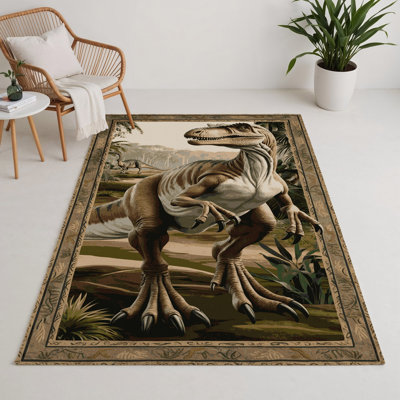 Tapis brun intérieur et extérieur Dinosaurs
