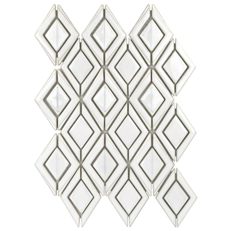 Nabi Jewel 3D Glossy Glass Mosaic Tile, Natural White