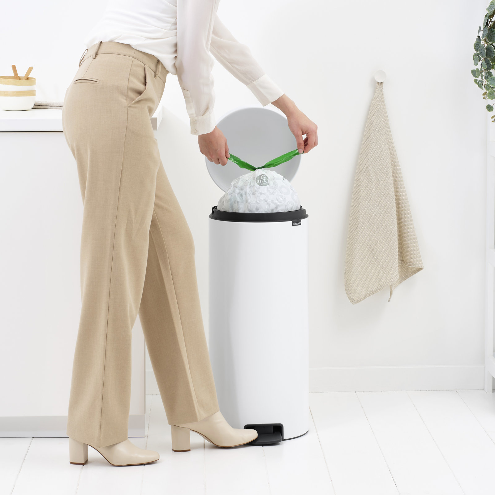 Brabantia Newicon 8gal Step-On Trash Can, White