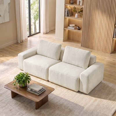 Lavallette 107"W Modern Compressed Loveseat Sofa with Solid Wood Base