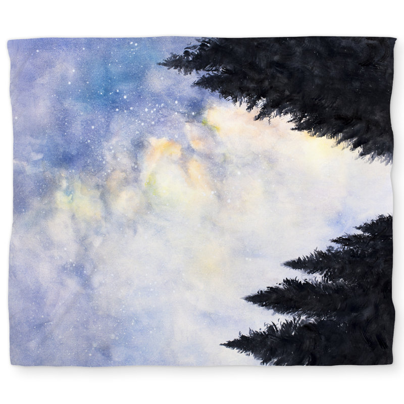 Starry Sky Forest Blue King Duvet Cover - Home Decor White Back