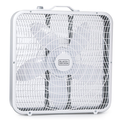 Black+decker Bfp Series  Box Fan With 3 Speed Settings, 20” Box Fan Rotary Knob And Recessed Cord Sto In White