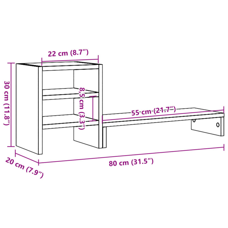 Shamequa Manufactured Wood Monitor Stand, Black