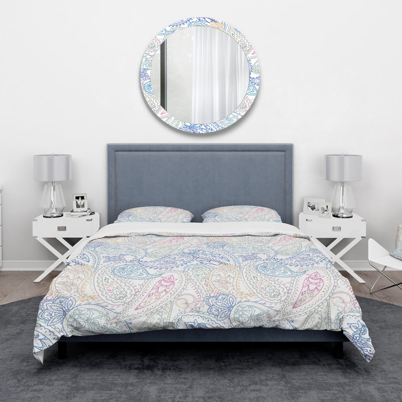 Indian Paisley Pattern - Indian Abstract Duvet Cover Set - Microfiber Polyester, Twin Duvet Cover + 1 Sham