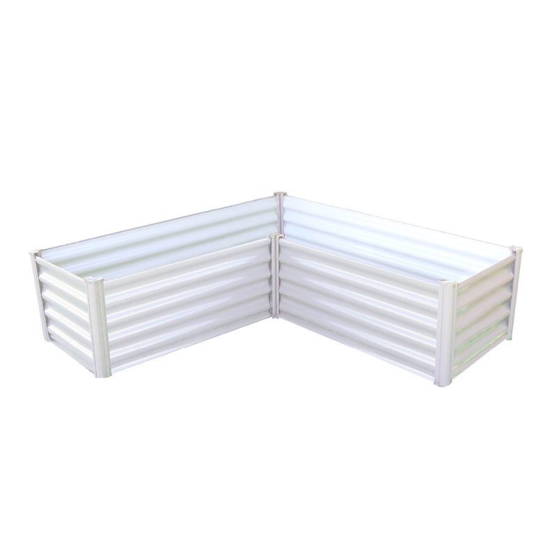 The Organic Garden Co Hakea 4.9' x 4.9' x 1.3' Metal Galvanized Steel L Shaped Garden Bed Surfmist, Surfmist