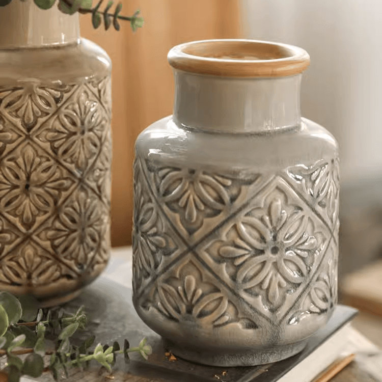 Vase de table en béton / ciment Luter, H 9,8 po x l 5,5 po x P 5,5 po