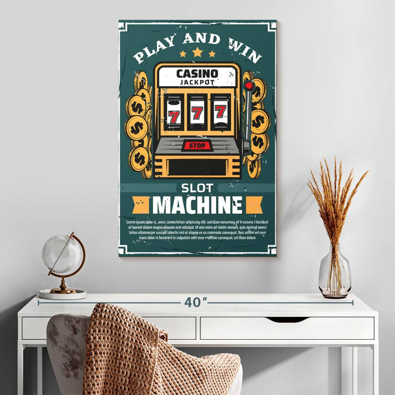 Senne Play And Win Slot Machine, 30" H x 20" W