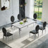 Ensemble de salle à manger 7 pièces moderne avec plateau en faux marbre et chaises rembourrées - pieds et sièges en acier inoxydable 6