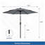 Parasol de qualité supérieure avec manivelle inclinable et protection contre les rayons UV-1614328254
