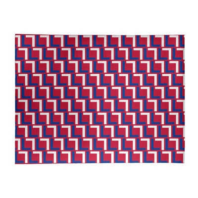 Tapis géométrique rouge / bleu / blanc